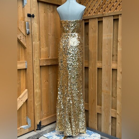 🆕 BRONX & BANCO 🧿 NWOT Farah Strapless Sequins Gown, Gold, Sz XS US 2 - Picture 7 of 14